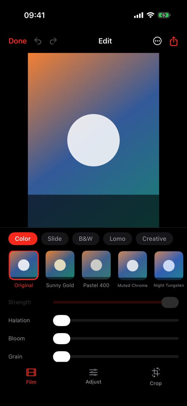 Dig Pic film editor on iPhone
